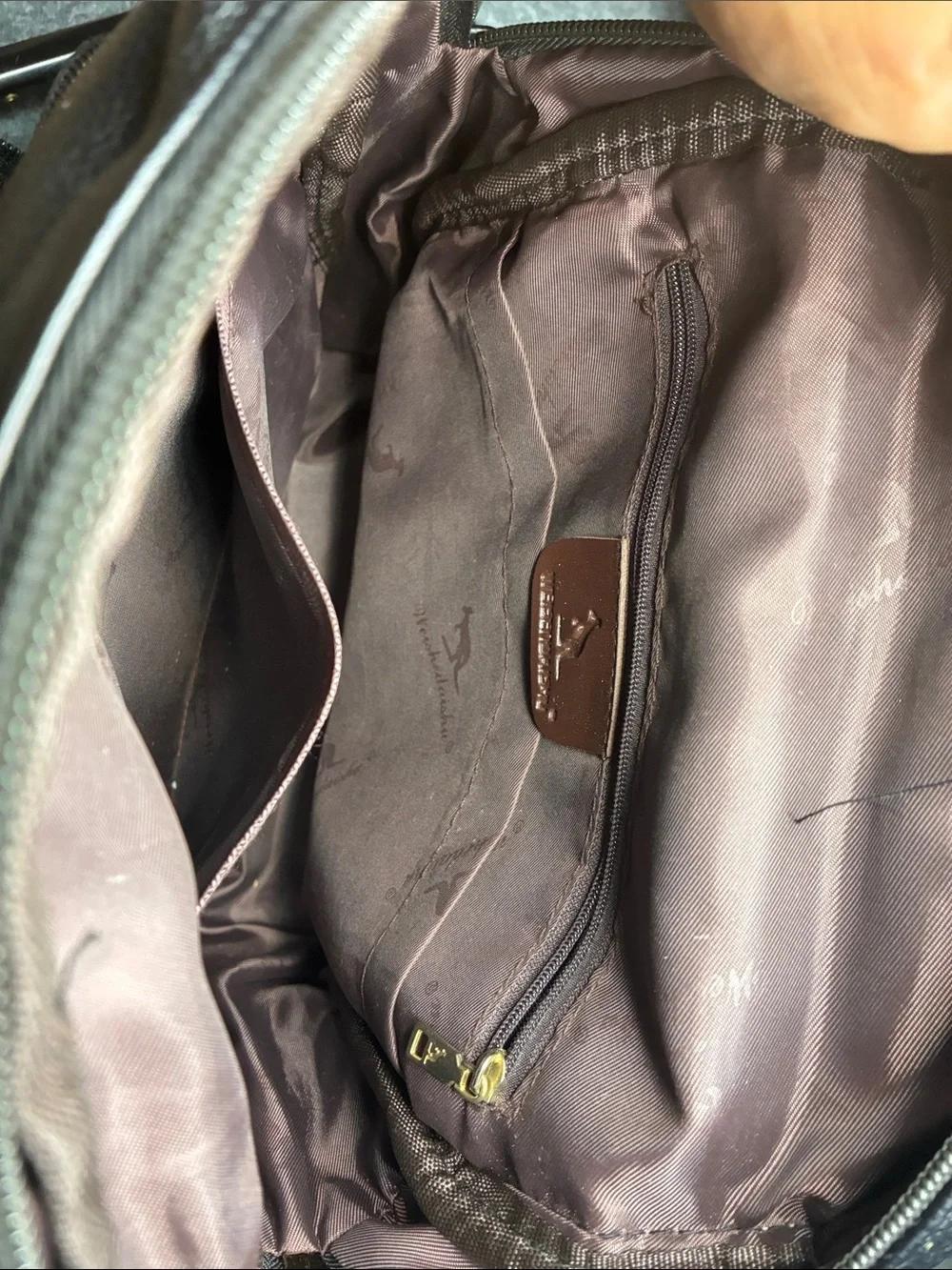 Black Leatherette Backpack with Gold Accents